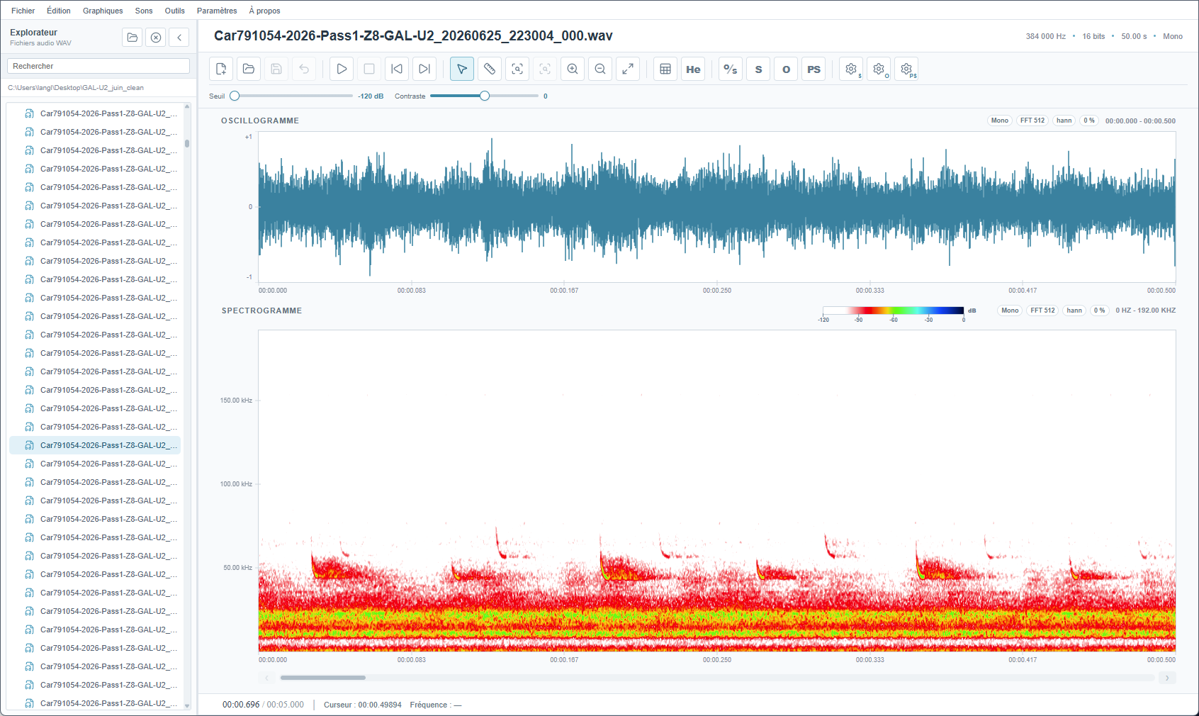 Interface Spectroware annotée avec les zones principales du workflow